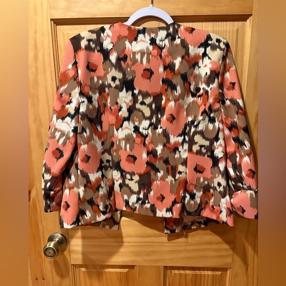 Dressbarn Open front Women's Abstract print Jacket 3/4 cuffed sleeves size L - Picture 2 of 10